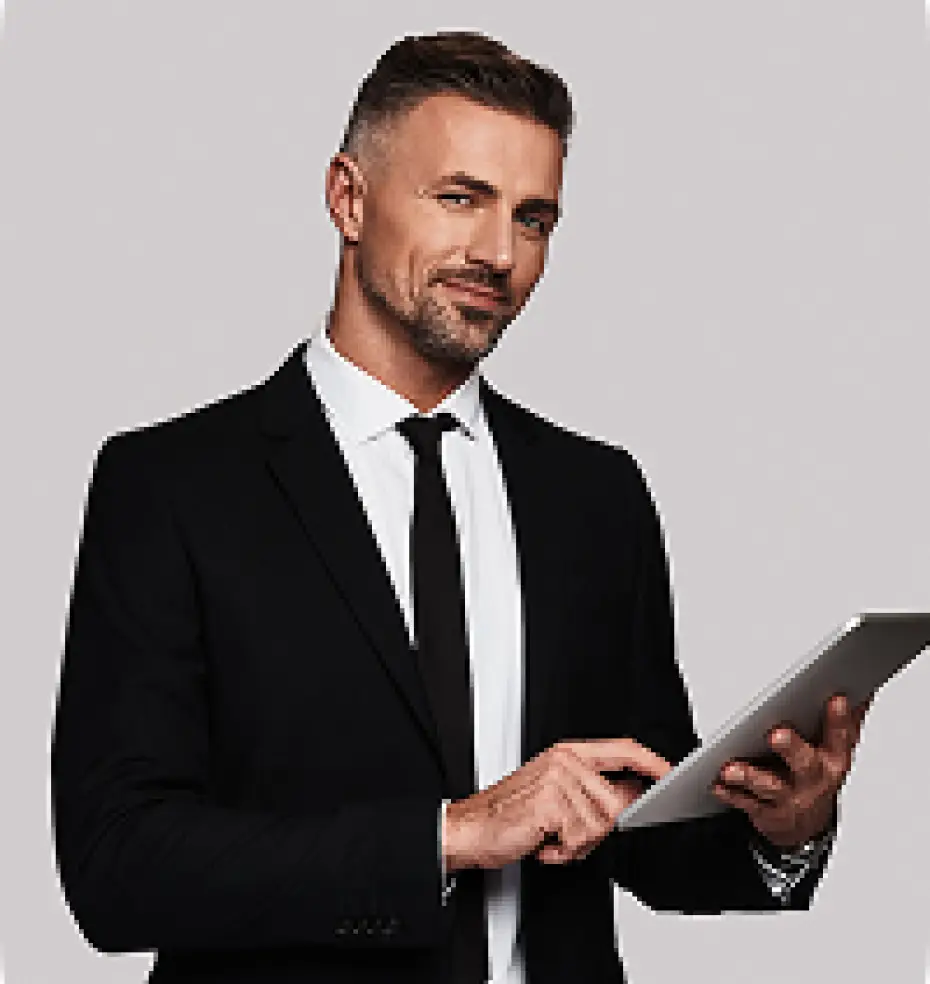 a businessman using a tablet