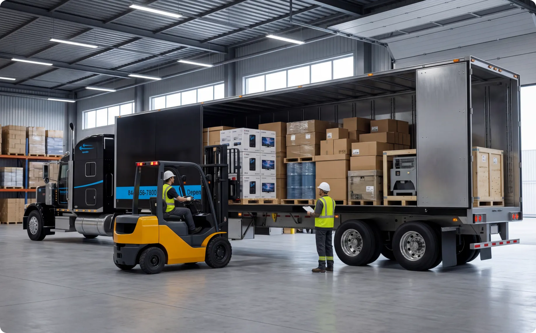 two workers loading a truck