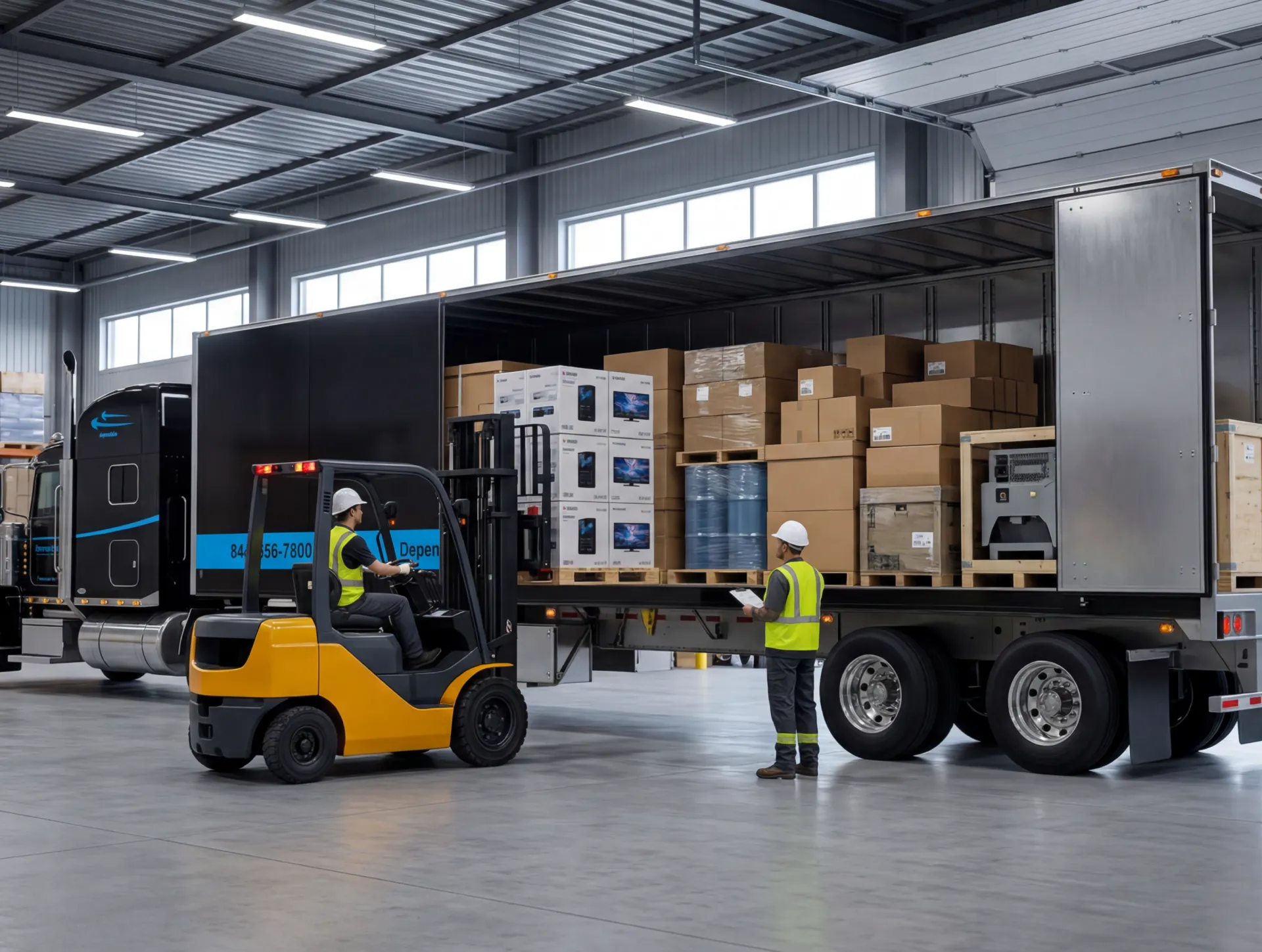 two workers loading a truck